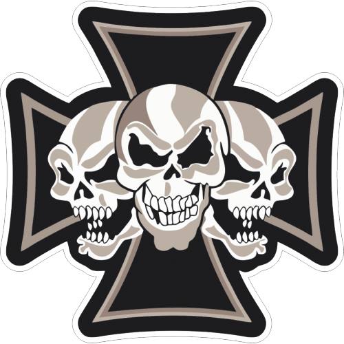 Наклейка Три Черепа - Free Png Transparent Biker Skull (500x500), Png Download