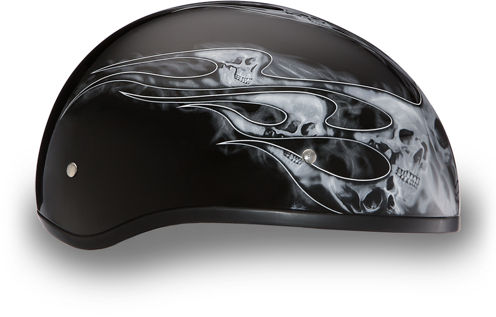 Daytona Skull Cap W/ Skull Flames Silver Daytona Helmets - Mouse (1000x1000), Png Download