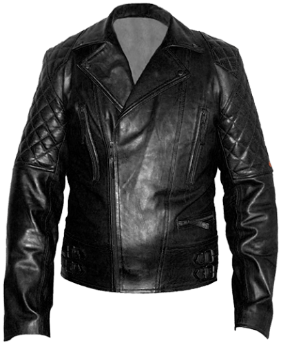 Men's Black Classic Diamond Biker Motorcycle Quilted - Black Biker Leather Jacket Mens (500x500), Png Download