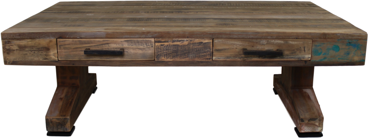Coffee Table With 2 Drawers - Coffee Table (1366x658), Png Download