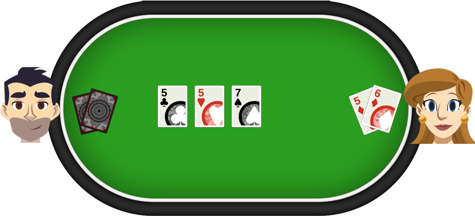 The Players Hand With Five-six Suited Now Becomes Three - 3 Of A Kind Suited (940x498), Png Download