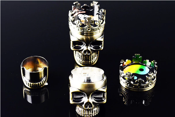 3 Part Skull Grinder - Motorcycle (608x608), Png Download