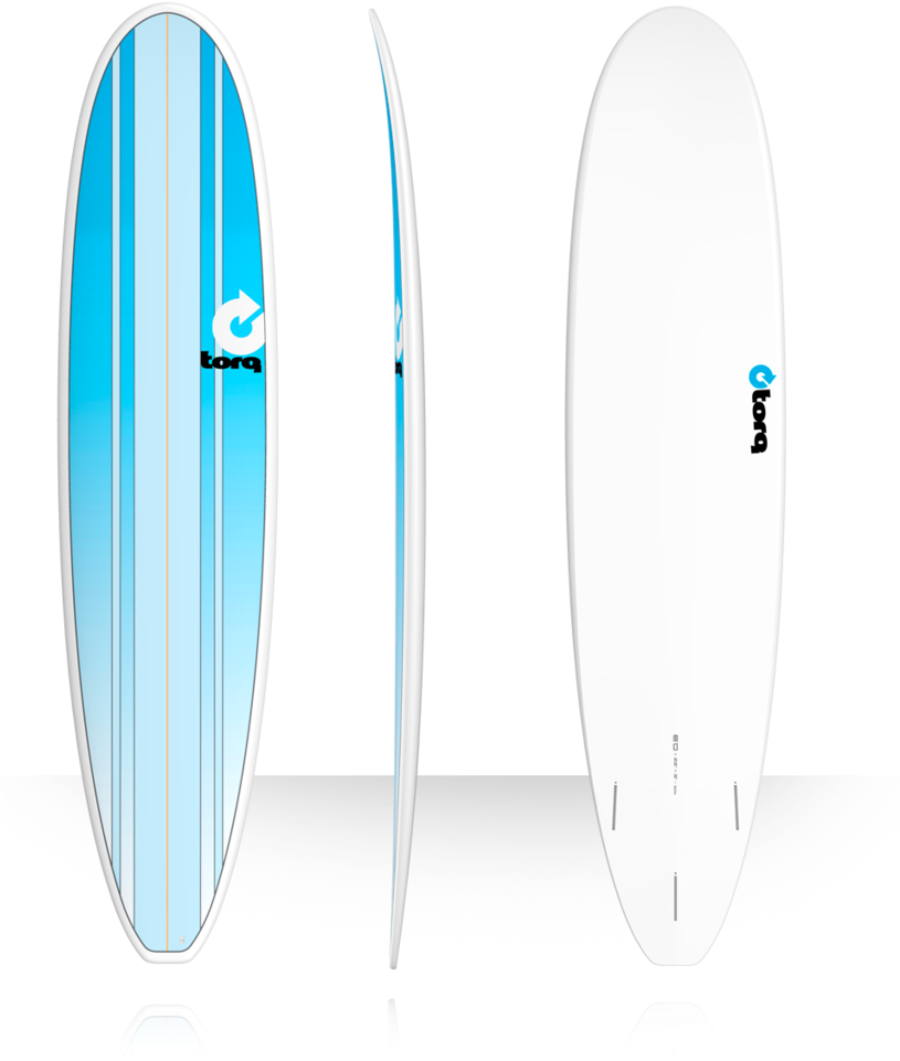 8'0" Torq Longboard New Classic Blue Vertical Stripes - Torq Surfboards (853x1024), Png Download