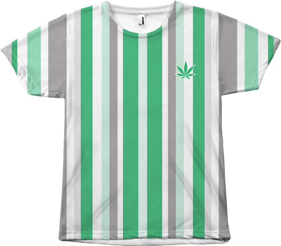 Vertical Striped Marijuana All Over Tees - Active Shirt (1024x1024), Png Download