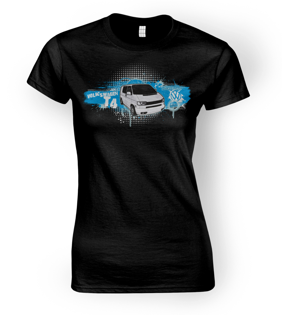 Blue Vw Volkswagen T4 Transporter Grunge Women's Black - T-shirt (1024x1024), Png Download