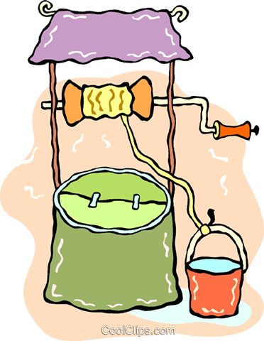 Bucket Of Water By The Well Royalty Free Vector Clip - Jednoduché Stroje Kolo Na Hřídeli (372x480), Png Download