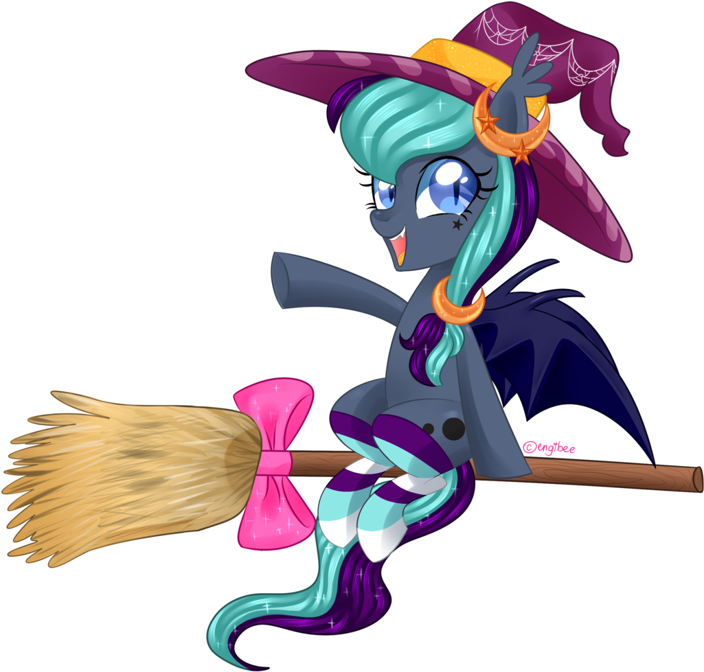 Kaikururu, Bat Pony, Bow, Broom, Clothes, Female, Flying, - Horse (1138x1024), Png Download