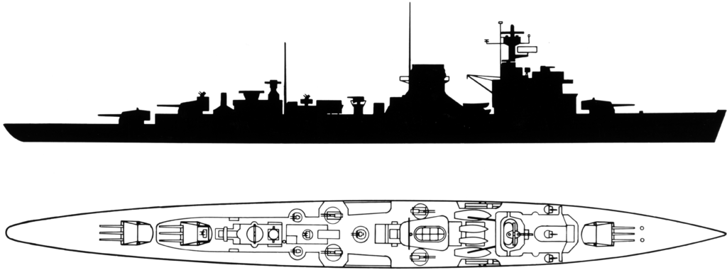 Recognition Silhouette Of The Soviet Light Cruiser - Cruiser (1024x381), Png Download