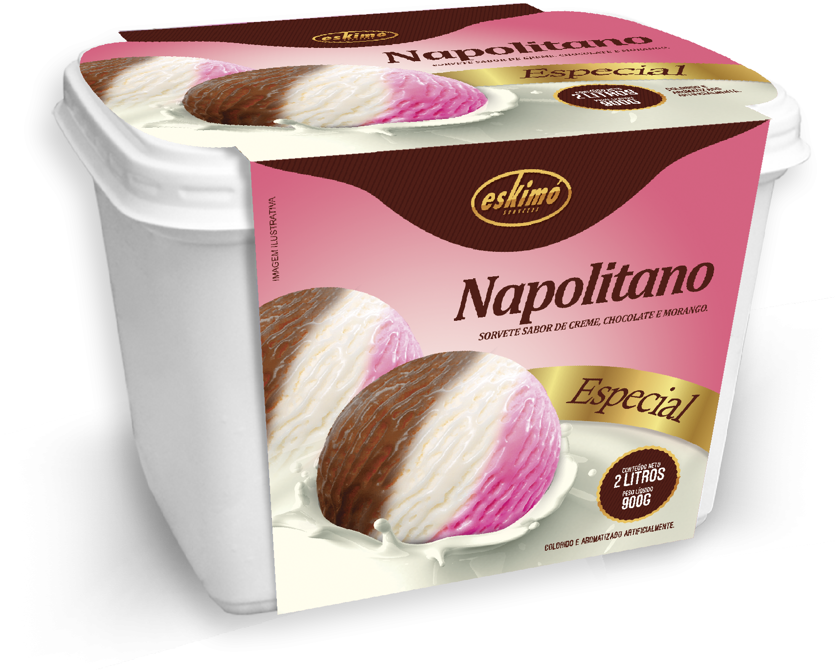 Eskimó Pote Sorvete 2l Napolitano - Pote De Sorvete Eskimos (1706x1452), Png Download