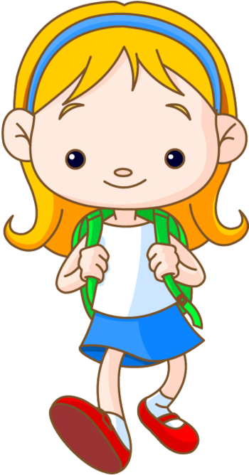 Utiles Escolares Animados Png - Dibujos De Niñas En La Escuela (367x699), Png Download