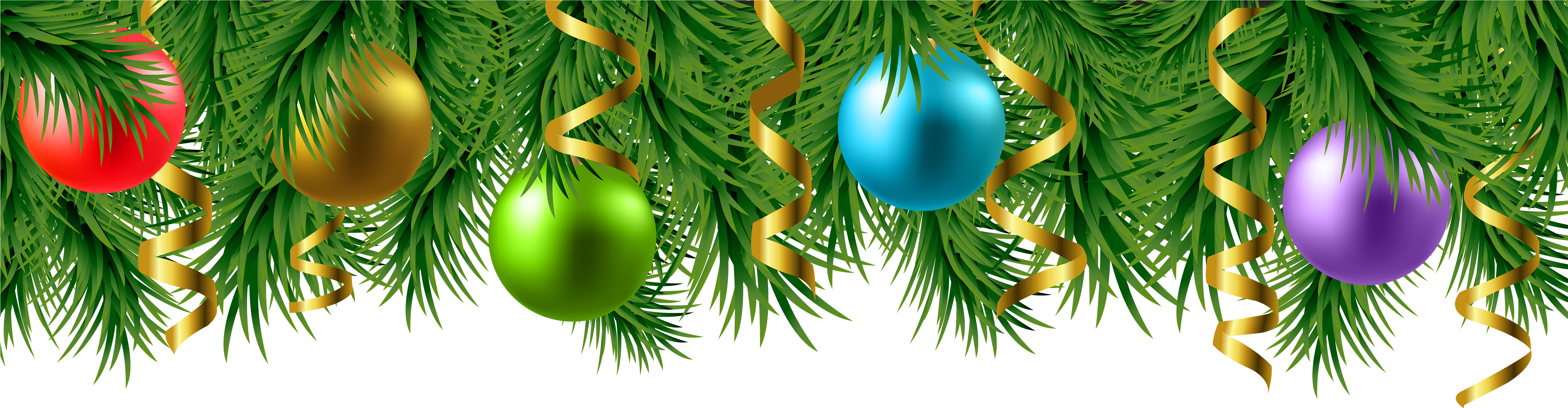 Christmas Deco Branches Transparent Png Image (6000x1614), Png Download