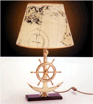 Timon - Lampada Ancora + Timone Ottone. Paralume Pergamena (450x350), Png Download