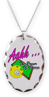 Power Of Cheese Billiards Necklace Ah The Power Of - Christmas Necklace Oval Charm (350x350), Png Download