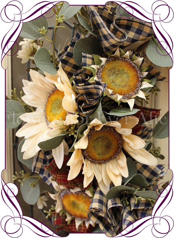 Autumn / Fall Door Wreath Decoration - Flowers For Ever After (608x822), Png Download