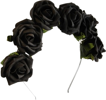 Black Flower Headband (360x341), Png Download