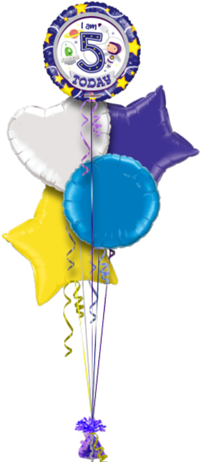 Space Boy 5th Birthday Boy Special Age Balloon - 9 Inch Purple Star Foil Flat (286x686), Png Download
