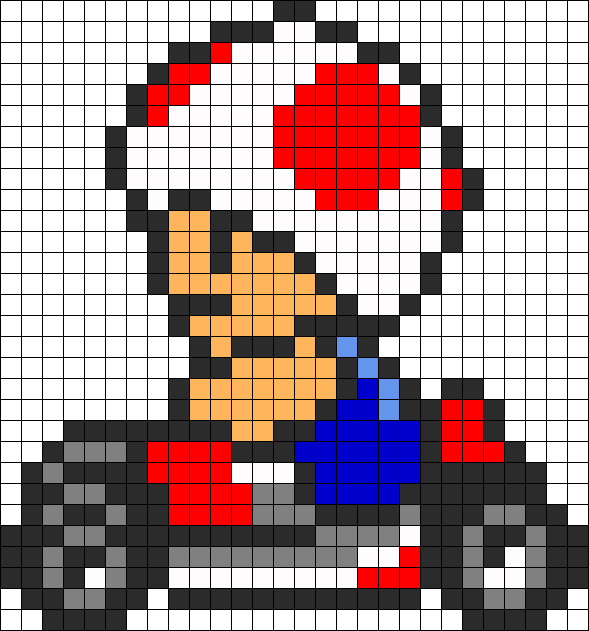 Mario Kart Toad - Perler Beads Mario Kart (589x631), Png Download