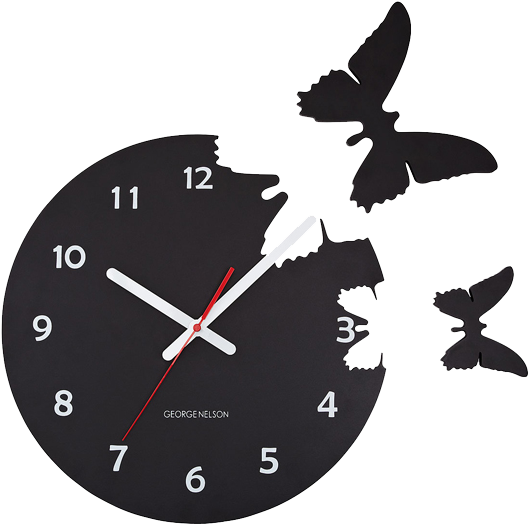 Clock - Clock With Butterflies Flying Away (580x580), Png Download