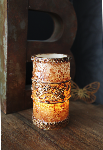 Led Pillar Candle Gothic - Bronskleurige Gothic Wax Led-kaars 15 Cm (600x600), Png Download