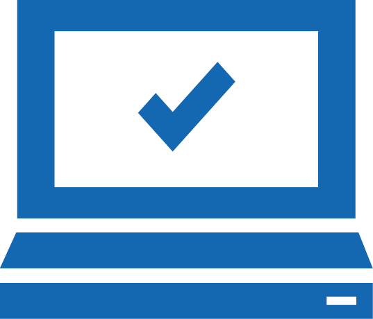 Laptop With Checkmark (537x460), Png Download