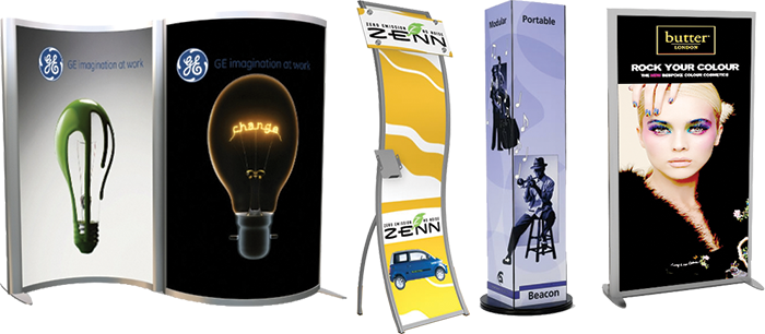 Lights, Movement, And Colorful Trade Show Graphics - 3d Banner Stand (700x306), Png Download