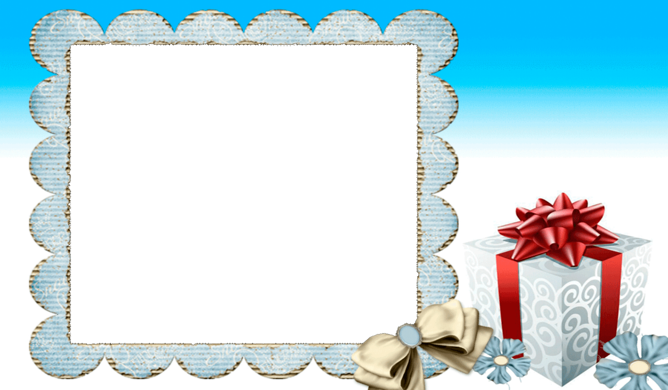 Marco Foto Azul Con Paquete De Regalo Cumpleaños - Merry Christmas Secret Pal Card (2124x1240), Png Download