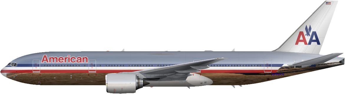 Posted Image - Boeing 777 American Airlines Png (1386x360), Png Download