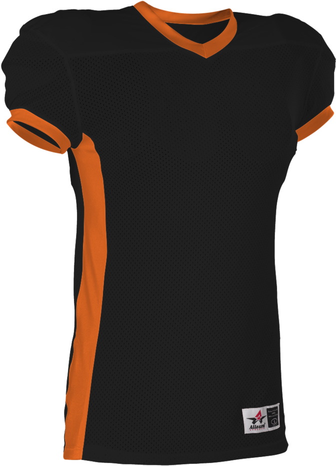 Alleson 750ey Youth Football Jersey - Black And Orange Football Jersey (853x1024), Png Download