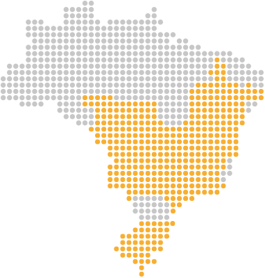 Mapa Do Brasil Mostrando Os Lugares Que O Tellus Já - Square Dot World Map Vector Free (382x400), Png Download