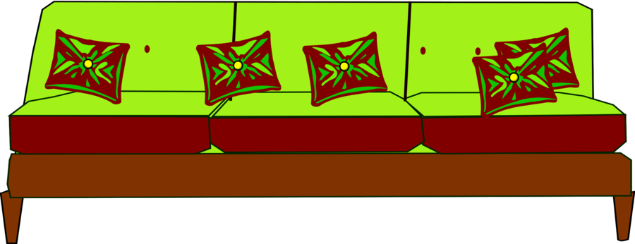 Couch Clipart Table Couch Clip Art - Cushion (900x346), Png Download