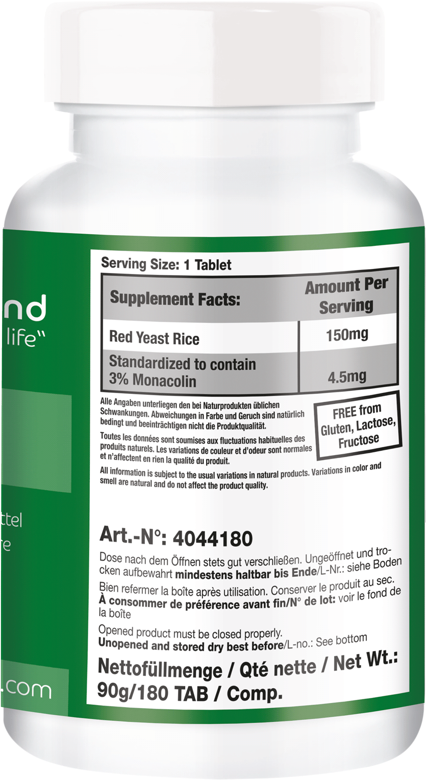 Red Yeast Rice 180 Tablets, Bulk Pack For 67 Months - Red Yeast Rice (1000x1641), Png Download