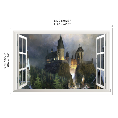 3d Fake Window Harry Potter Hogwarts School Wall Sticker - Harry Potter Wall Mural (500x500), Png Download