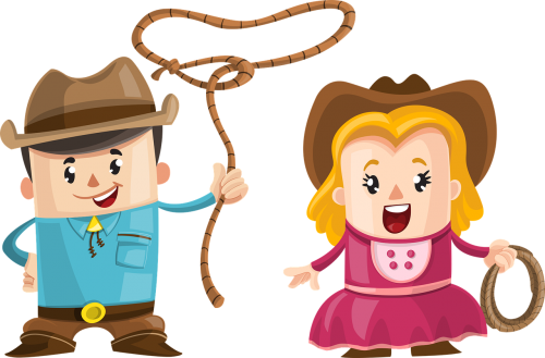 Cartoon Cowboy And Girl (500x329), Png Download