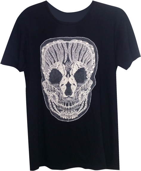 Pretty Disturbia Black Cream Skull - Skull Applique Tunic Size Medium Black (595x701), Png Download