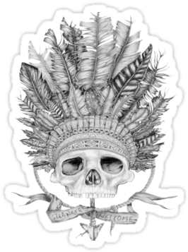 Chief Indian By Ashrakat300 - Indian Skull Tattoo (375x360), Png Download