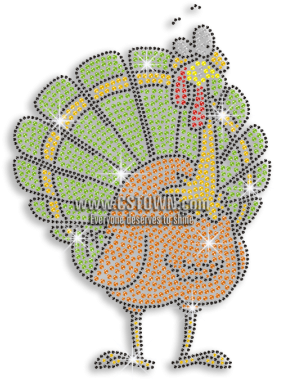 Funny Thanksgiving Turkey Design Iron-on Rhinestone - Iron On Rhinestone Transfer (450x450), Png Download