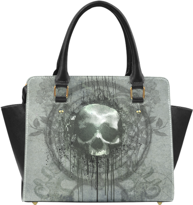 Awesome Skull With Bones And Grunge Classic Shoulder - Awesome Skull With Bones And Roses 5'x7'area Rug (500x500), Png Download