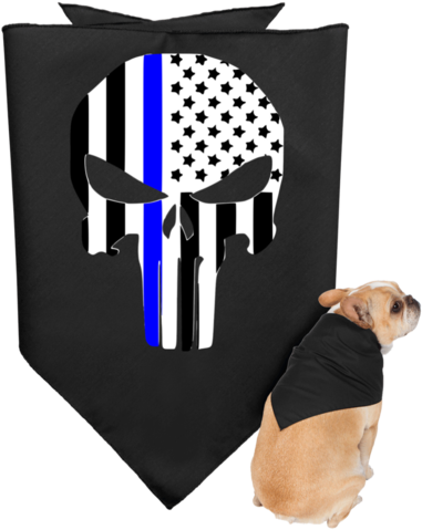 Thin Blue Line Skull Doggie Bandana - My First Halloween Pet Bandana - Black/white (480x480), Png Download