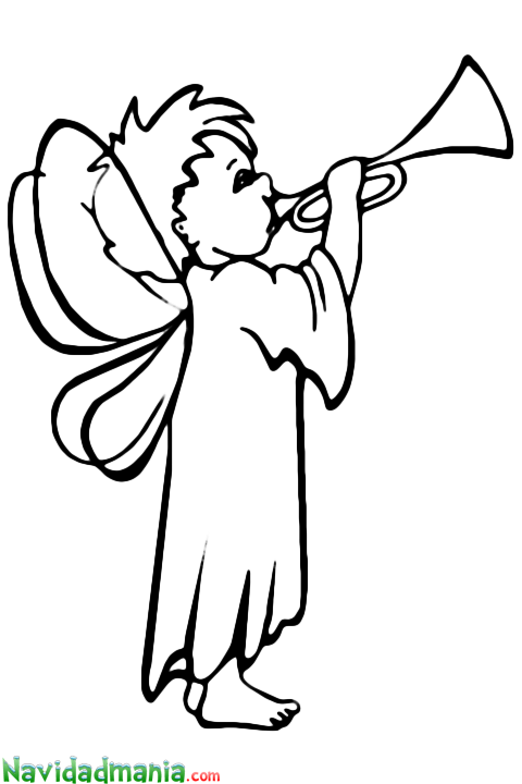 Angeles Tocando Trompeta Para Dibujar (480x720), Png Download