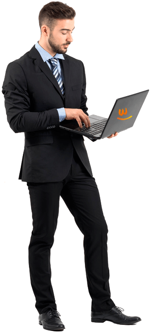 Ejecutivo Con Pagina Web - Hombre Con Laptop Png (349x666), Png Download