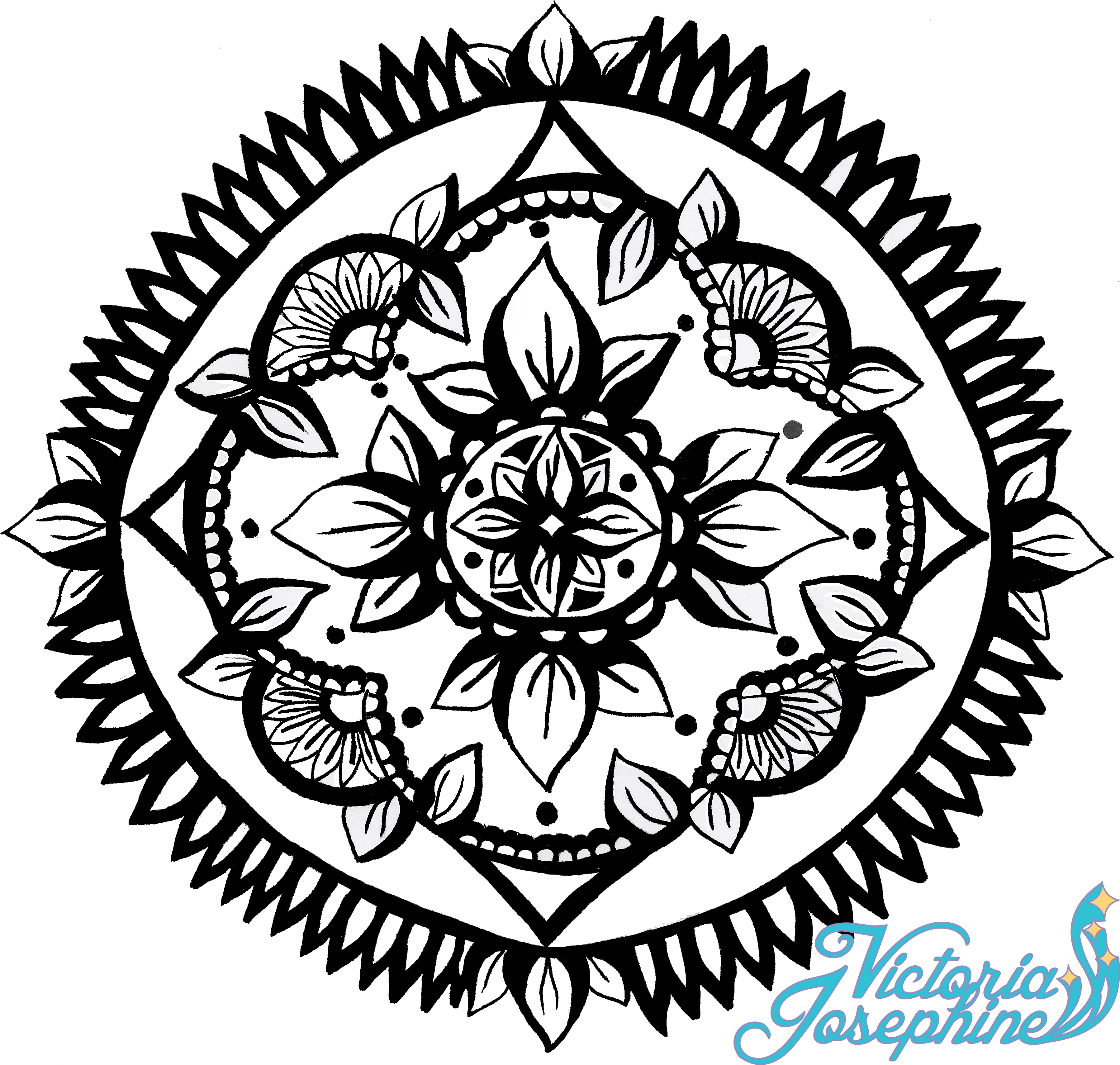 Henna Lotus Mandala Designs Photo - Mandala Blanco Y Negro En Png (3712x3530), Png Download