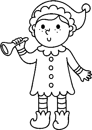 Dibujo De Duende Con Trompeta Para Colorear - Imagen De Un Duende Para Colorear (600x470), Png Download