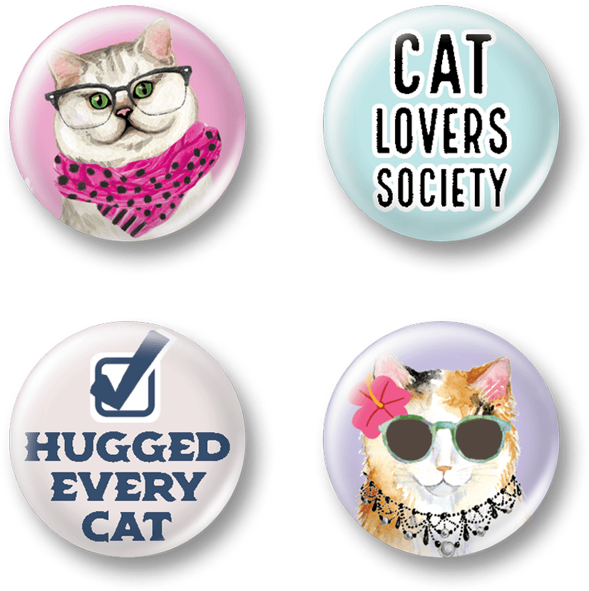 Cat Lover Button Pins - Cat (1200x1200), Png Download