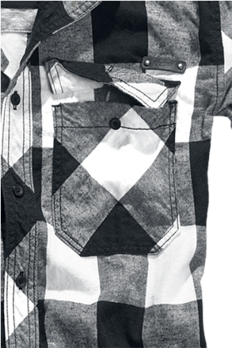 Brandit Hombre Checkshirt Negro-blanco Camisa De Franela - Shirt (500x500), Png Download