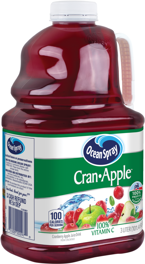 Ocean Spray Juice, Cran-apple, - Plastic Bottle (750x1000), Png Download