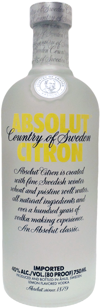 Absolut Citron - Absolut Citron Flavoured Vodka (450x800), Png Download
