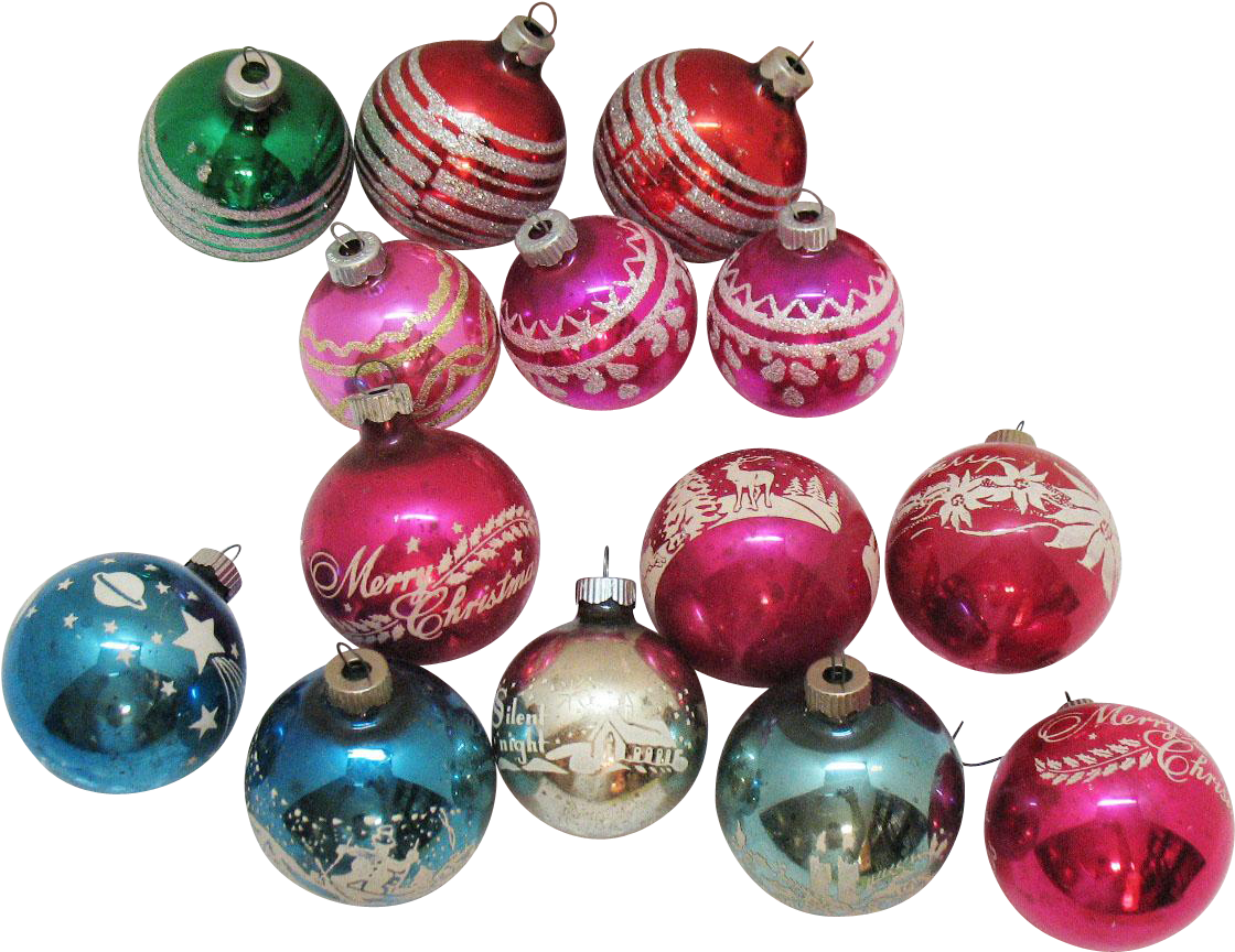 Vintage 15 Christmas Tree Glass Ornaments 1950-60s - Christmas Ornament (1119x1119), Png Download