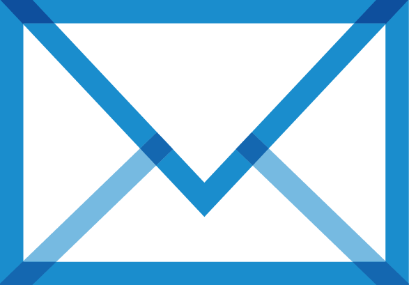 Email Us - Blue Envelope Icon Png (587x409), Png Download