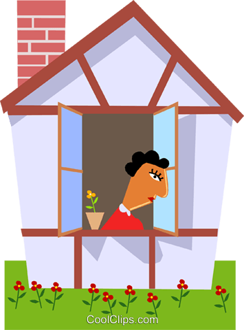 Woman Looking Out The Window Royalty Free Vector Clip (355x480), Png Download