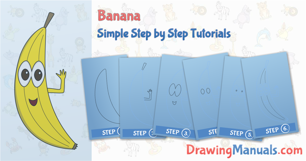 How To Draw Cartoon Banana, Kids, Toddlers, Easy Step - Saba Banana (1201x642), Png Download